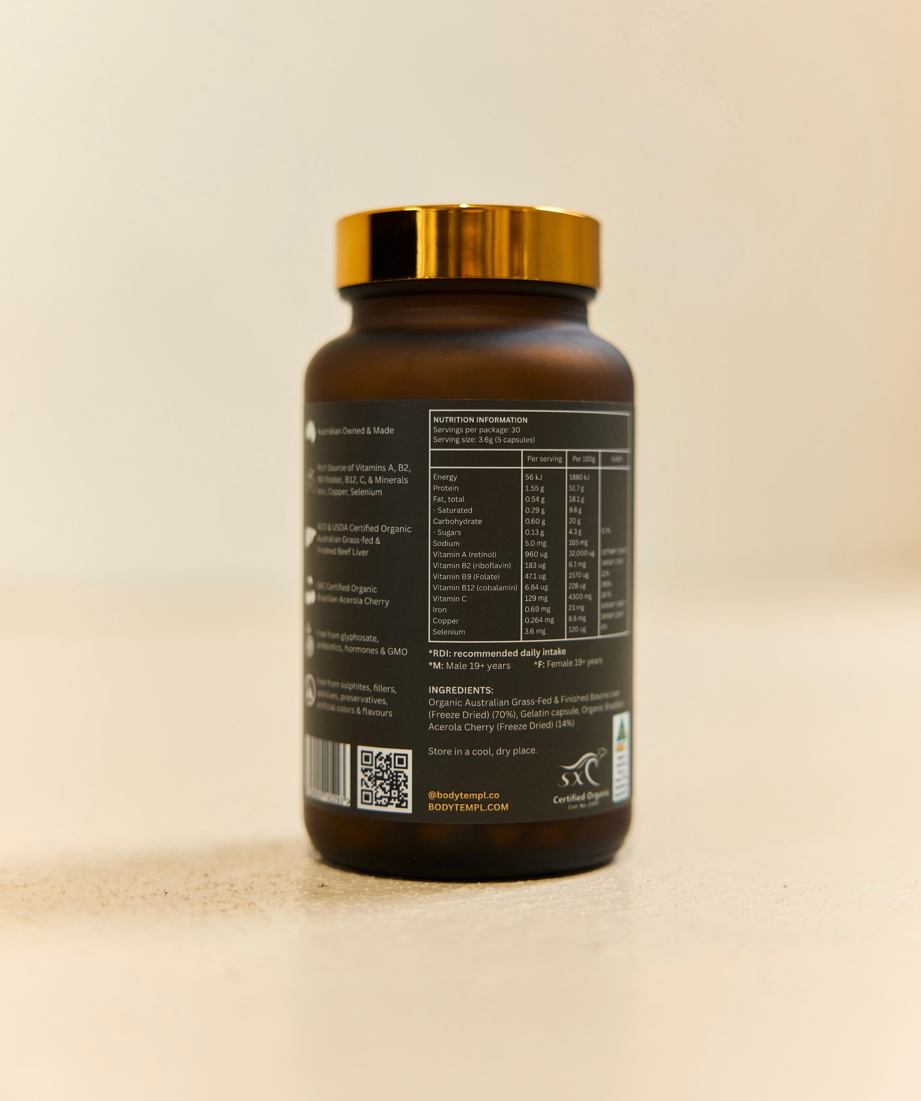 Organic Beef Liver & Acerola Cherry Whole food Supplement